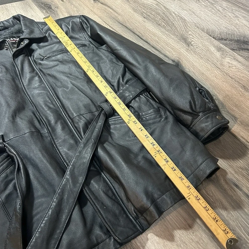Vintage 1990s Black Soft Leather Pocketed‎ Jacket WILSONS Mens Small. Classic